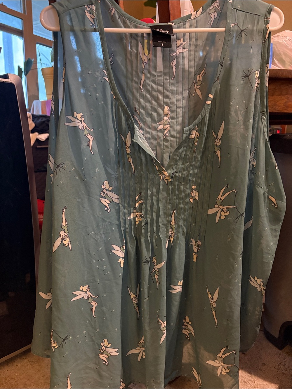 Disney Teal Fairy-Print Sleeveless Dress